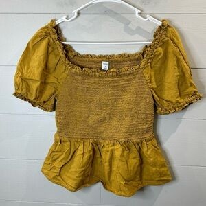 Old Navy | Linen Blend Puff Sleeve Top Size XS